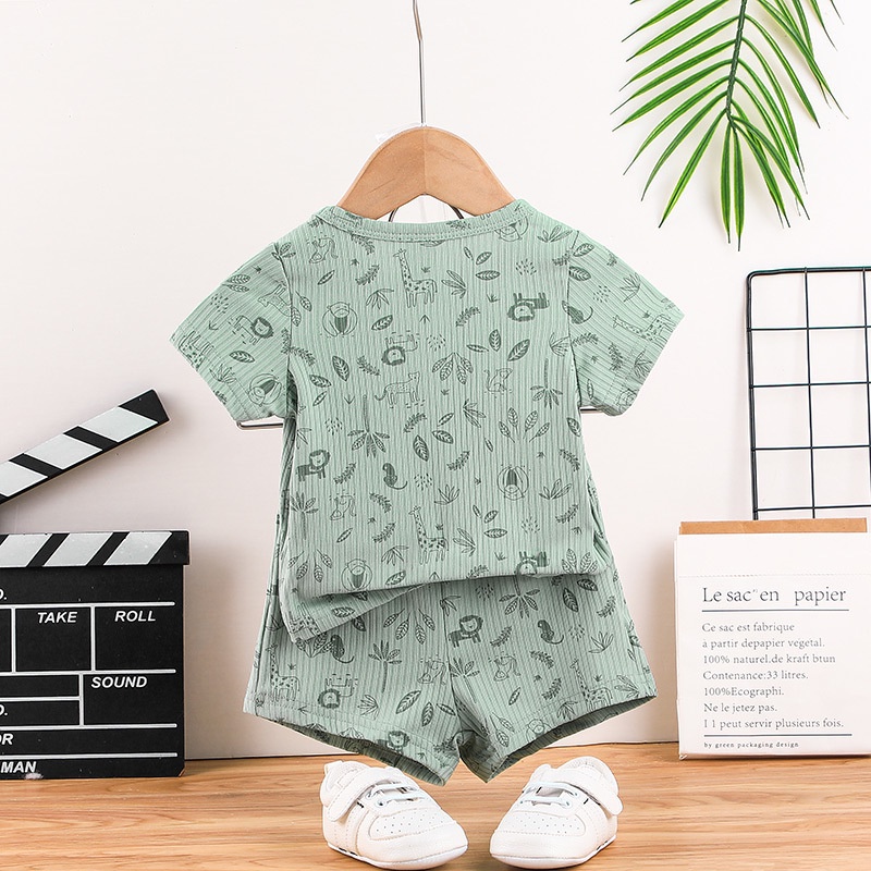 Bộ Đồ Quần Áo 2 Món Gồm Áo Thun Tay Ngắn Và Quần Ngắn Dành Cho Bé Trai Trẻ em Sơ Sinh 0-3 Tuổi