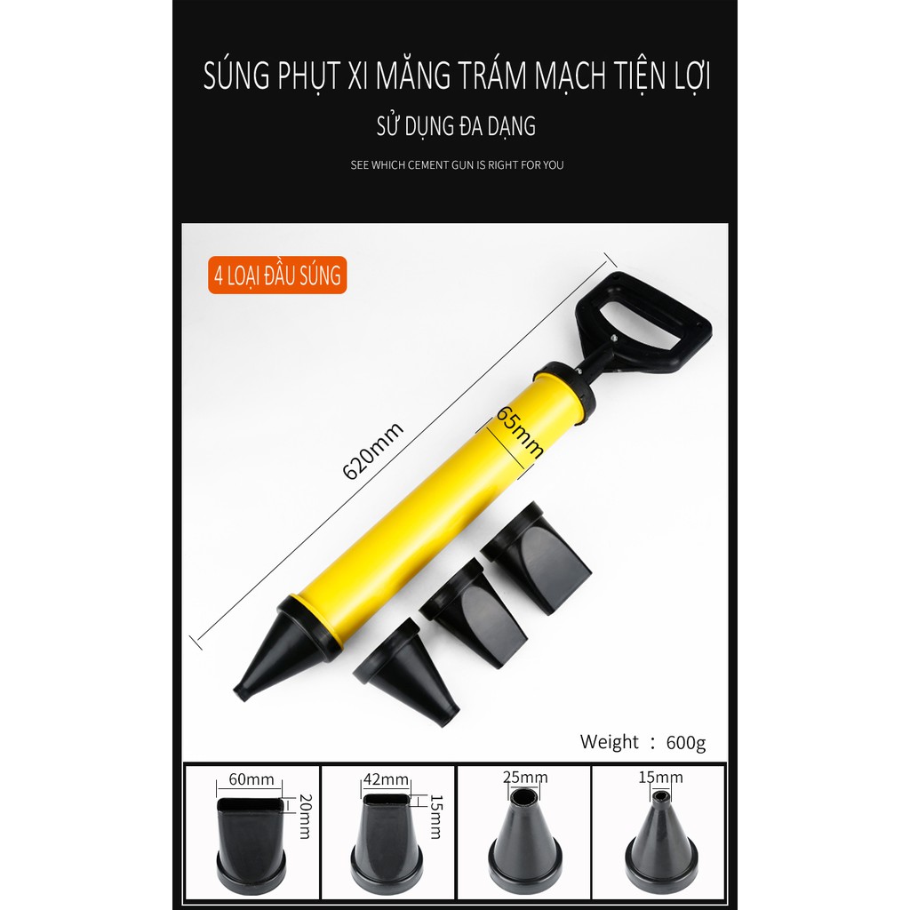 Dụng Cụ Phun Vữa Xi Măng Cầm Tay, Kẻ Mạch Gạch Tiện Lợi