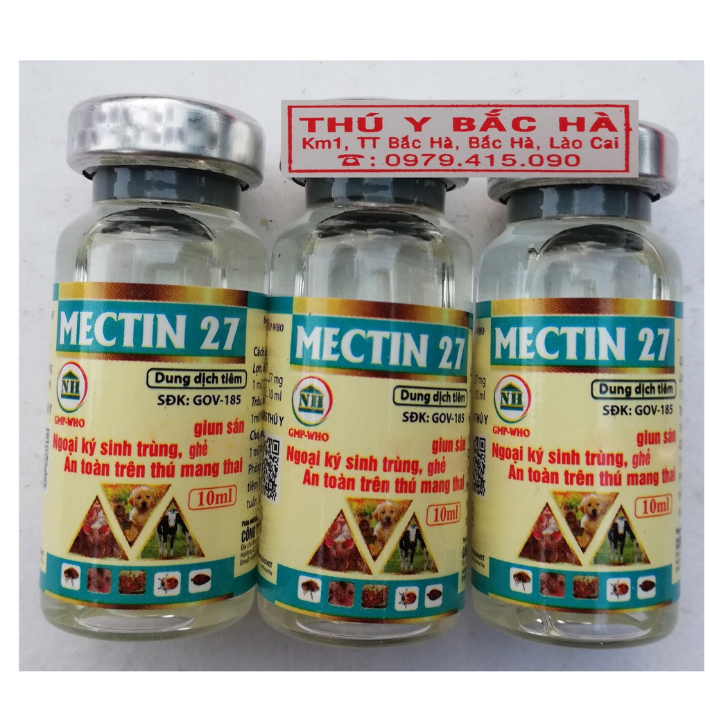 MECTIN 27 lọ 10ml Chuyên dùng cho gia súc, trâu, bò, lợn, chó, mèo, thỏ