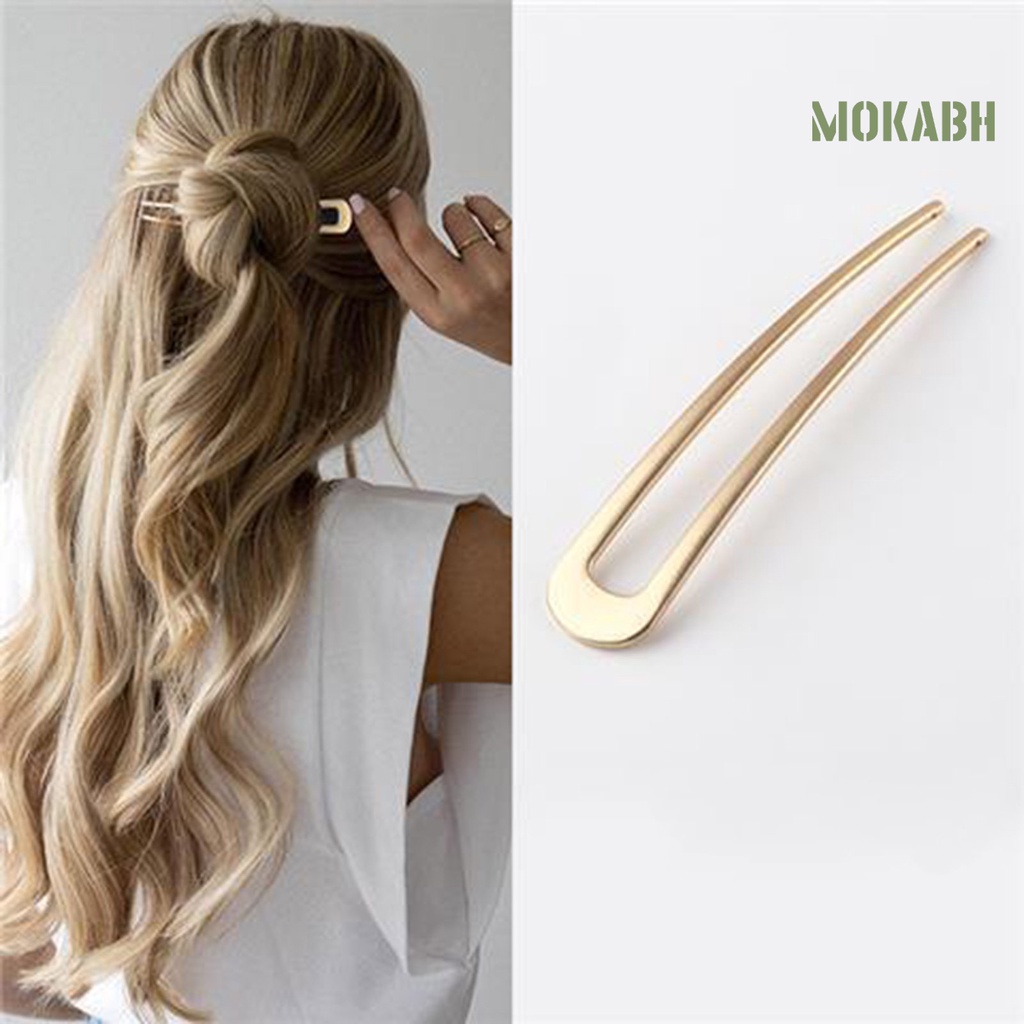 Kẹp Tóc Chữ U Bằng Thép Không Gỉ Màu Trơn Chống Biến Dạng Dành Cho Nữ