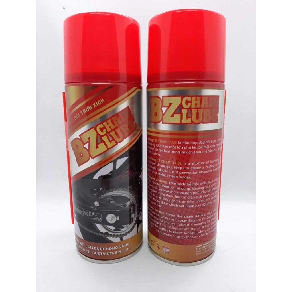 Chai xịt vệ sinh dưỡng sên BZ Chain Lube 450ml hàng Chính Hãng