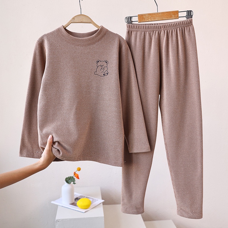 Bộ Đồ Ngủ Màu Trơn Chất Lượng Cao Cho Bé Trai Và Gái Size 100-180