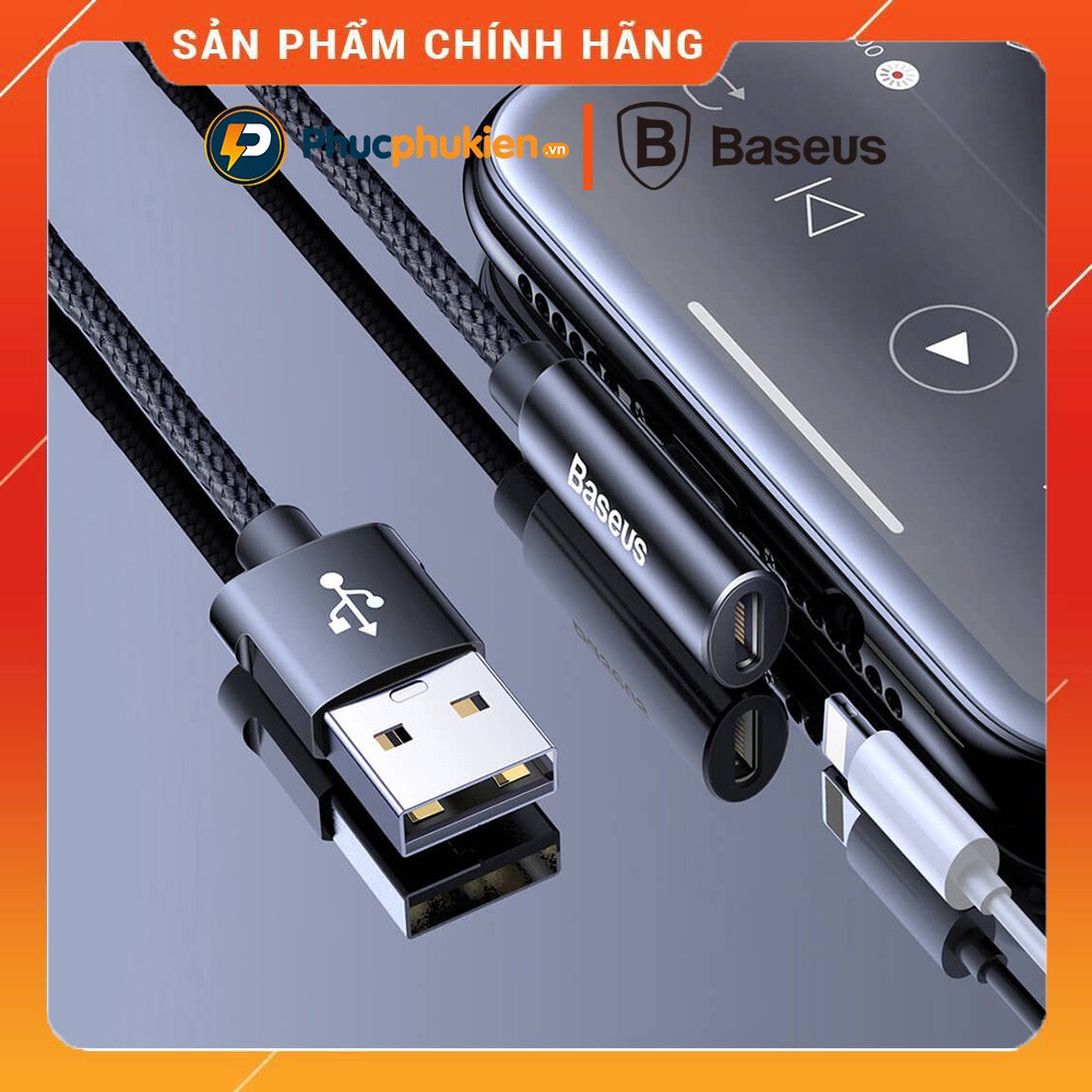 Cáp sạc iPhone kiêm jack chuyển đổi tai nghe iphone chân lightning hỗ trợ dùng mic khi chơi game chính hãng Baseus