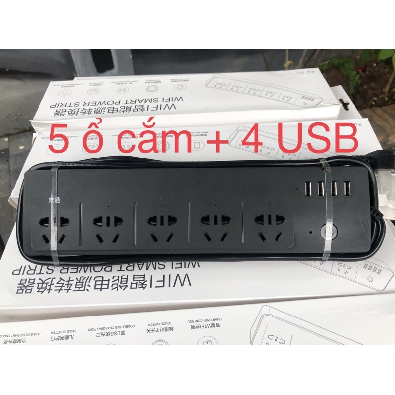 Ổ cắm hẹn giờ Wifi Tuya (5 ổ cắm + 4USB)