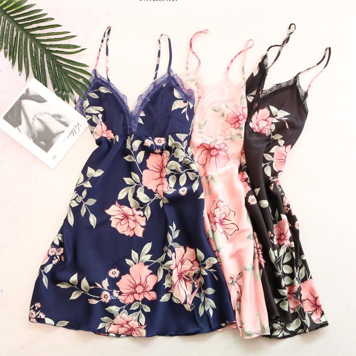 Váy ngủ sexy hai dây lụa🔥FREESHIP 50K🔥vải ren hoa cao cấp đồ ngủ bigsize tới 65kg giá rẻ TẶNG đệm ngực | WebRaoVat - webraovat.net.vn