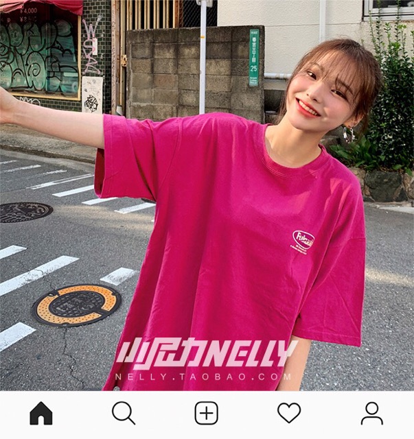 Áo phông nelly (có sẵn) hồng đậm fuku