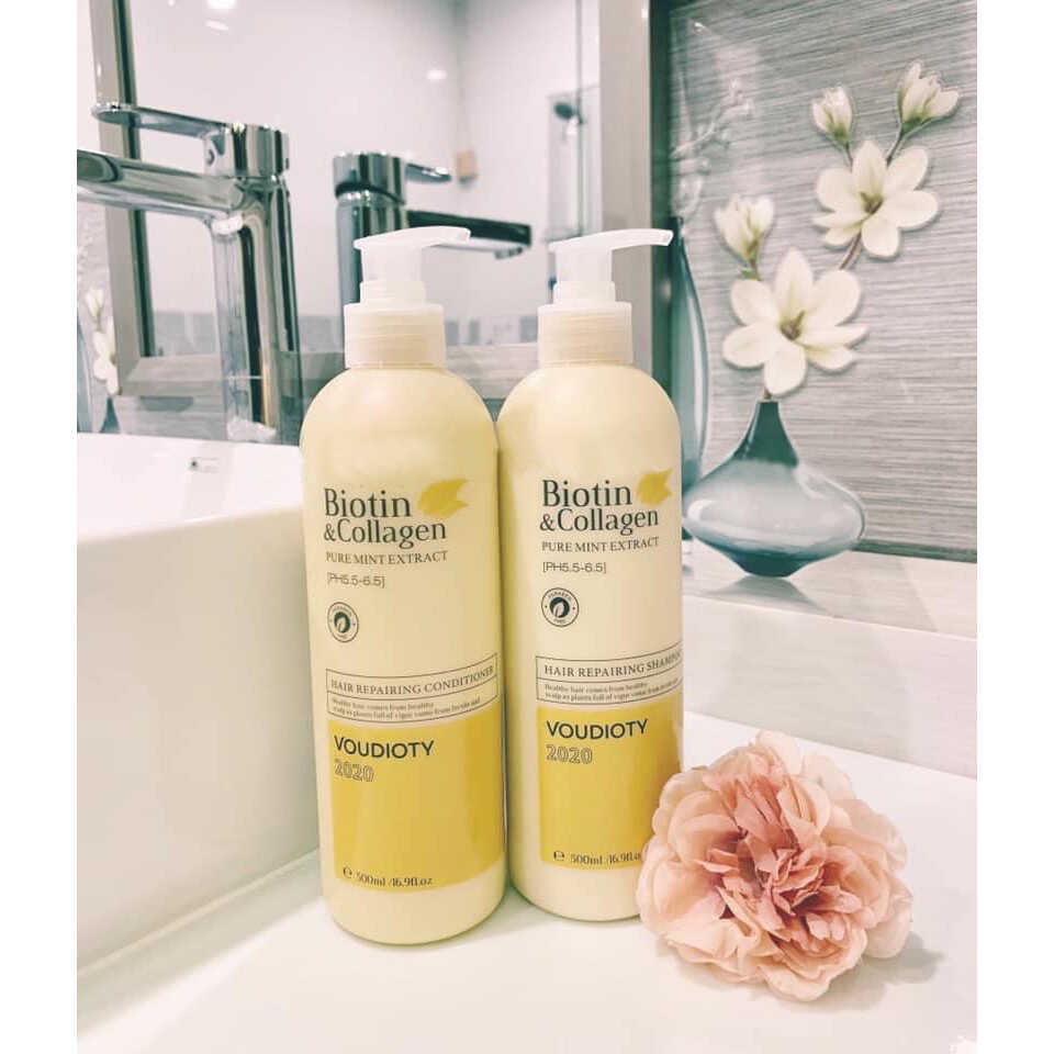Cặp Dầu Gội Xả Biotin Collagen Vàng | Phục Hồi Kích Thích Mọc Tóc ⚜️Hàng Chính Hãng 500ml