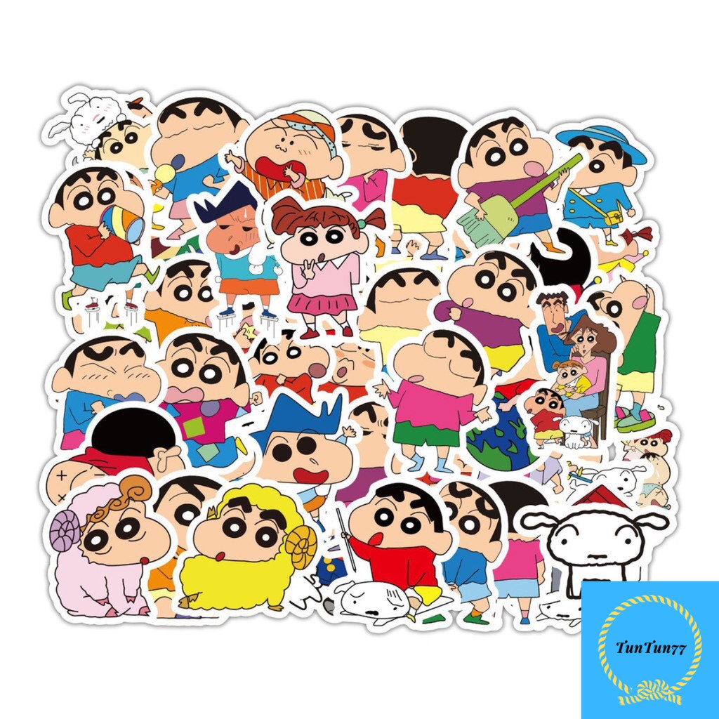 Bộ sticker dán cao cấp SHIN – Cậu bé bút chì siêu lầy lội dùng dán xe, dán mũ bảo hiểm, vali, tủ lạnh,...
