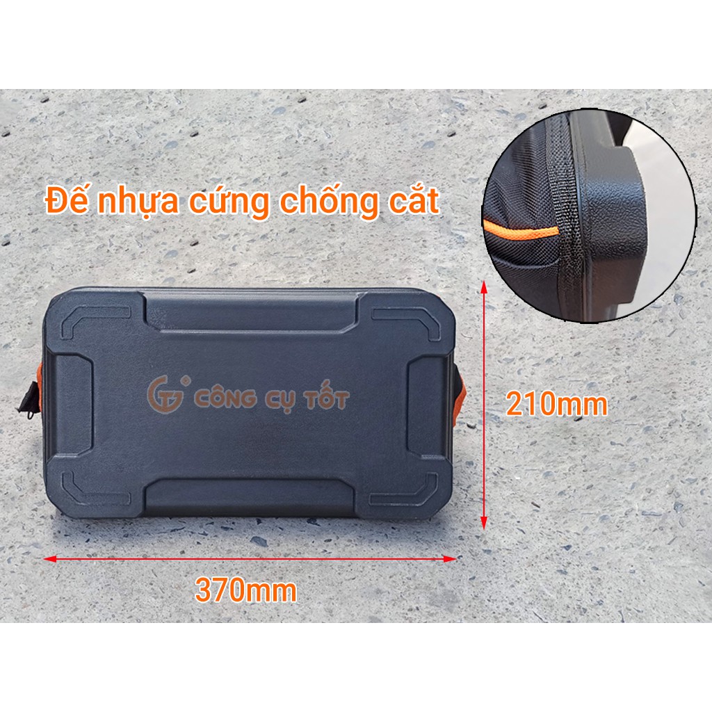 Túi đồ nghề Kapusi 17 inch kèm 8 túi phụ bằng vải dù đáy nhựa cứng Nhật Bản