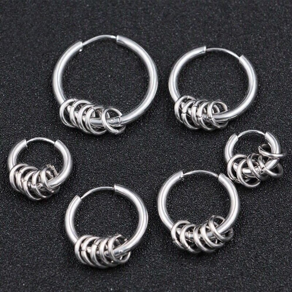 Bông Tai Hình Tròn Lớn Bằng Thép Không Gỉ 10-18mm Nhiều Màu Thời Trang Cho Nam Và Nữ