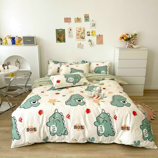 Bộ chăn ga gối cotton poly Lidaco decor phòng ngủ vintage các mẫu con vật hoạt hình
