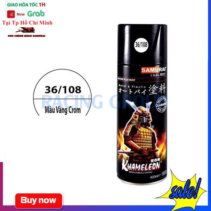 Sơn Xịt Xe Máy Chính Hãng Samurai Vàng Crom 36/108 - Màu Đẹp Bám Dính Cực Tốt
