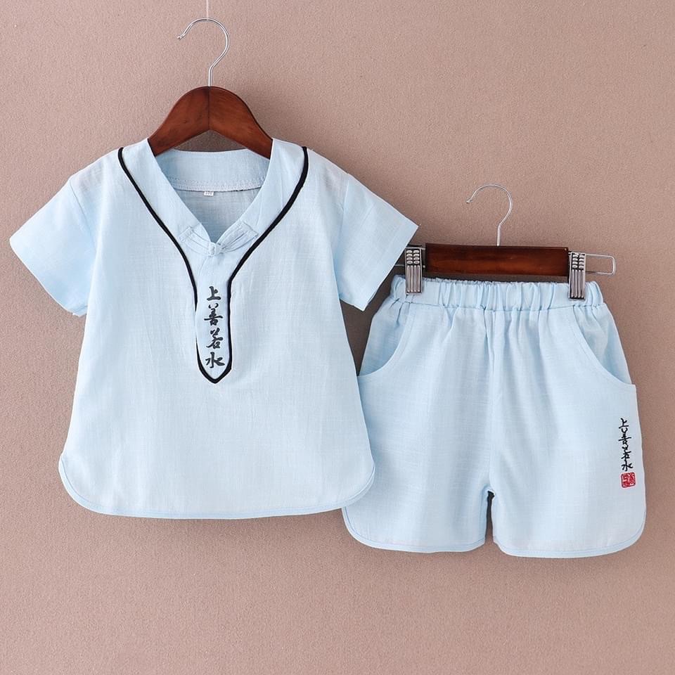 Bộ quần áo trẻ em cộc tay cổ chữ V Cho Bé, Đồ Bộ Cộc Tay cho bé chất đũi siêu mềm cho bé Từ 6-27kg -Trangstore29