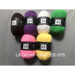 Len milk cotton 50g (bảng màu 61 - 69)