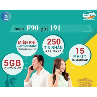 SIM GỌI MIỄN PHÍ NỘI MẠNG, 5GB DATA 4G , 250 SMS, 15P NGOẠI MẠNG CHỈ VỚI 90K/THÁNG
