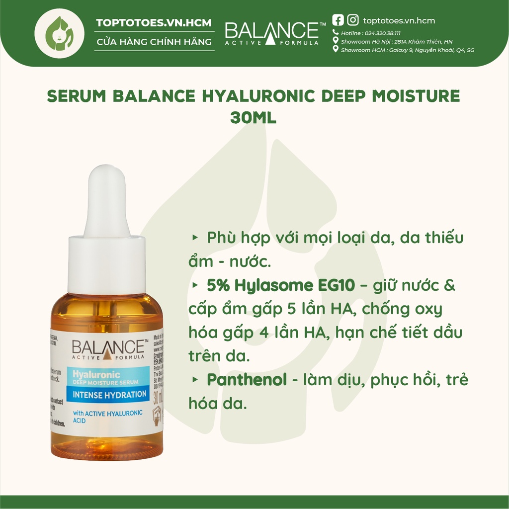 Serum cấp nước, dưỡng ẩm Balance Hyaluronic Deep Moisture 30ml