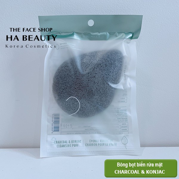 (Auth_Korea)Bông Rửa Mặt bọt biển Charcoal & Konjac Cleansing Puf The Face Shop | BigBuy360 - bigbuy360.vn