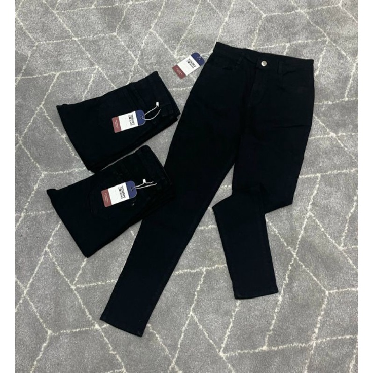 Quần Jean nữ màu đen TOMMY jean lụa co giãn