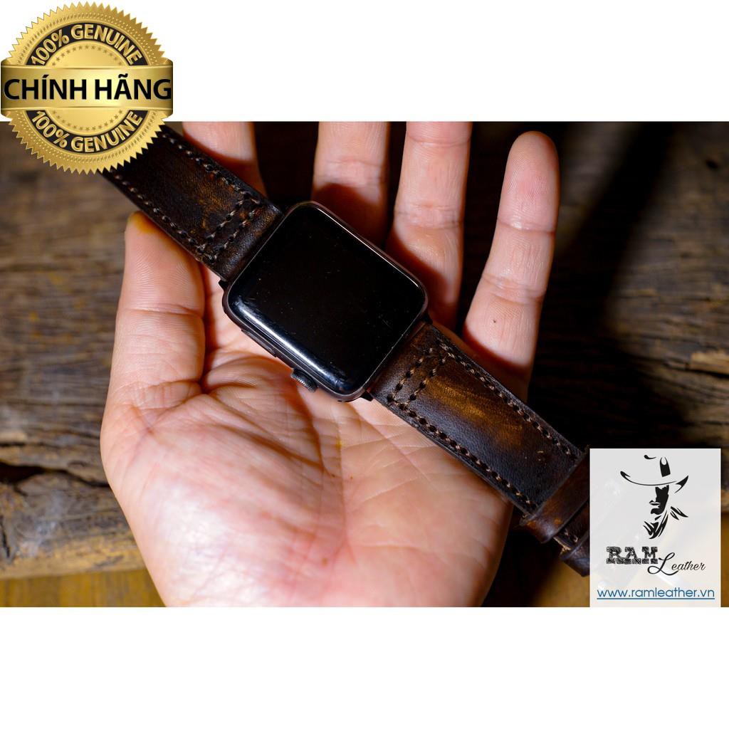 DÂY ĐỒNG HỒ DA BÒ THẬT CHO APPLE WATCH  – RAM PILOT MÀU CHOCOLATE - HÀNG CHÍNH HÃNG RAM LEATHER .