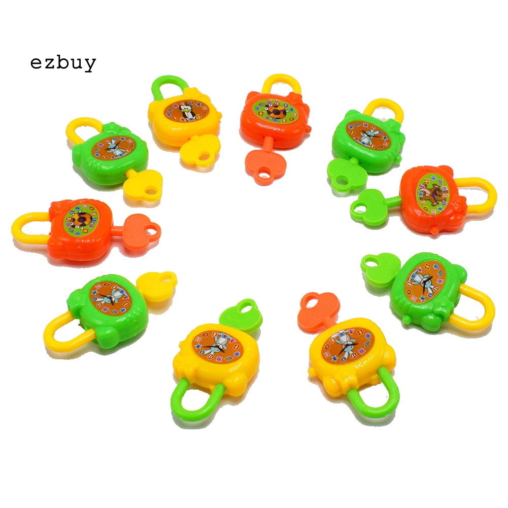 Set 5 Ổ Khóa Nhựa Mini Nhiều Màu Sắc Kèm Chìa Khóa Giáo Dục Sớm Cho Bé