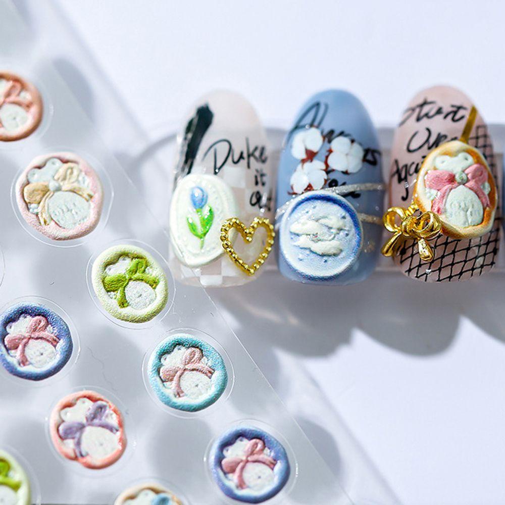 Nhãn Dán Móng Tay Tự Dính Họa Tiết Hoa Trái Tim Hoạt Hình Dễ Thương