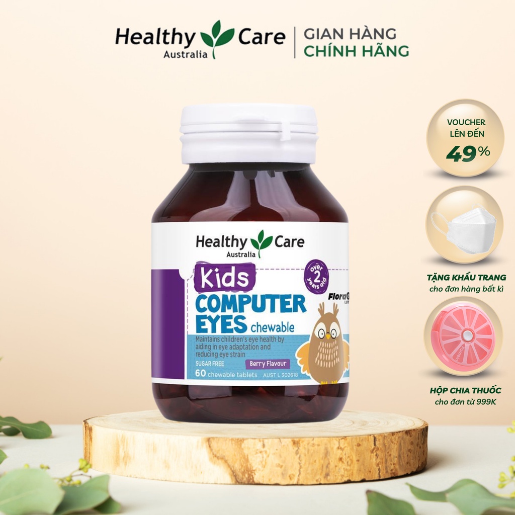 Kẹo Bổ Mắt Cho Bé Healthy Care Kids Computer Eyes Úc - Bổ sung dưỡng chất bảo vệ, nuôi dưỡng mắt cho bé (60 viên)