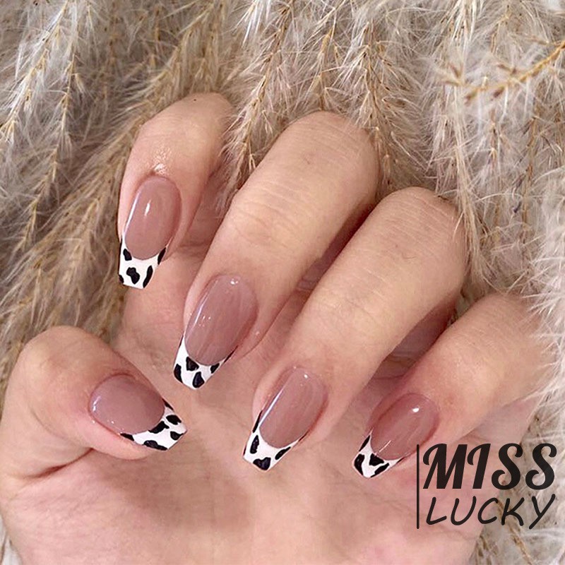 Set 24 Móng Tay Giả Phong Cách Pháp Thanh Lịch Cho Nữ