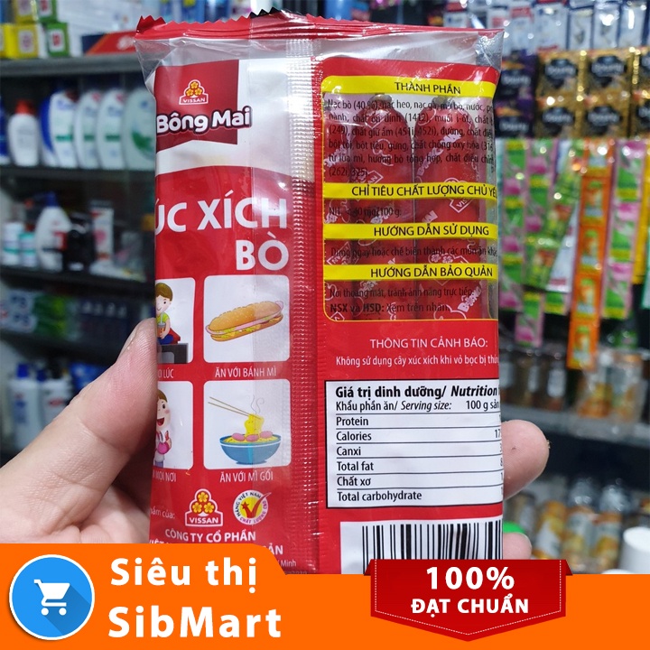 Xúc xích bò 3 bông mai tiệt trùng Vissan 105g (5 cây) - Siêu Thị SibMart - SB0036