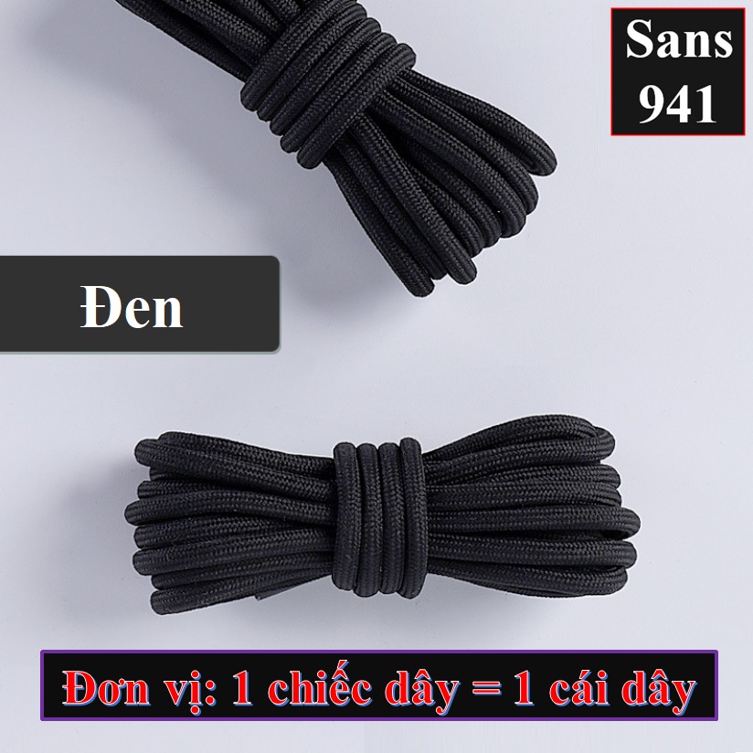 Dây giày tròn to 5mm nhiều màu đủ size Sans941 dài 100cm 120cm 140cm thể thao sneaker nam nữ trơn shoelaces đen be trắng