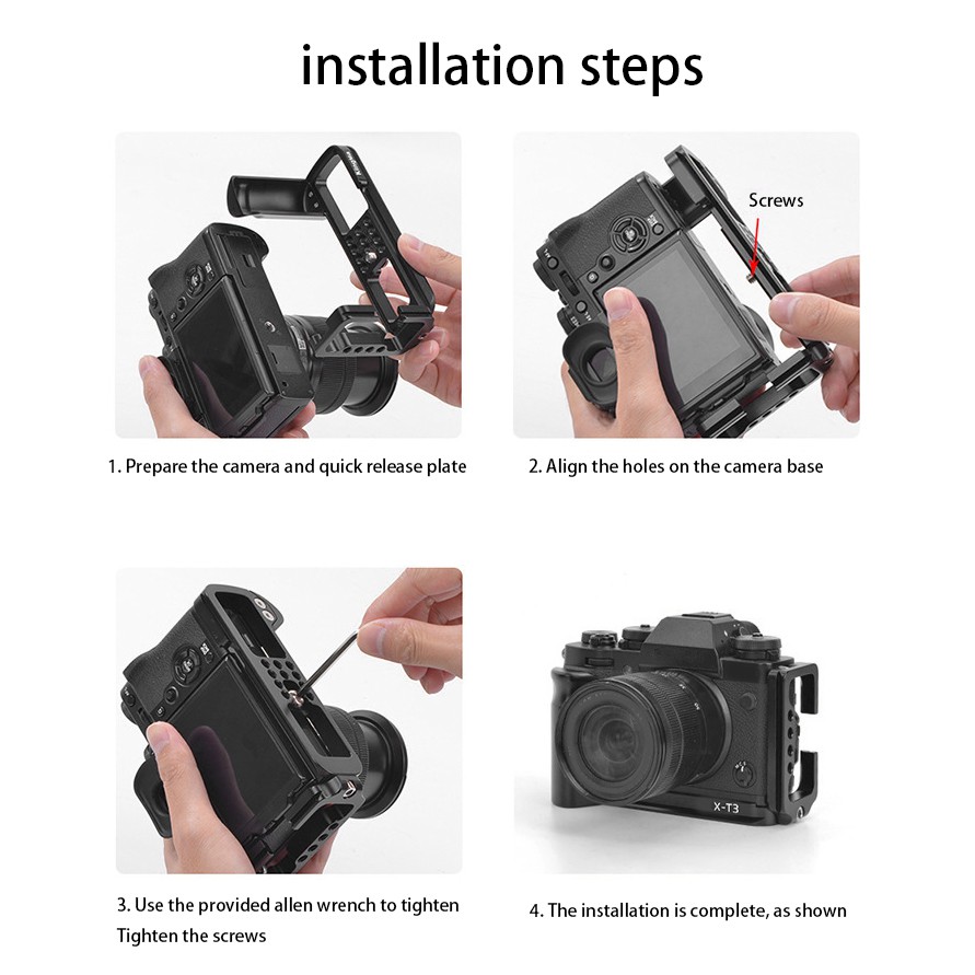 Đế Cầm Chữ L Dành Cho Máy Ảnh Fuji X-T3 Xt3 Kèm Vít Kim Loại 1/ 4 Inch