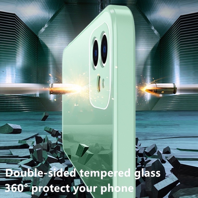 360° Ốp Điện Thoại Kính Cường Lực 2 Mặt Bảo Vệ Cho iPhone 13 Pro Max màu tím