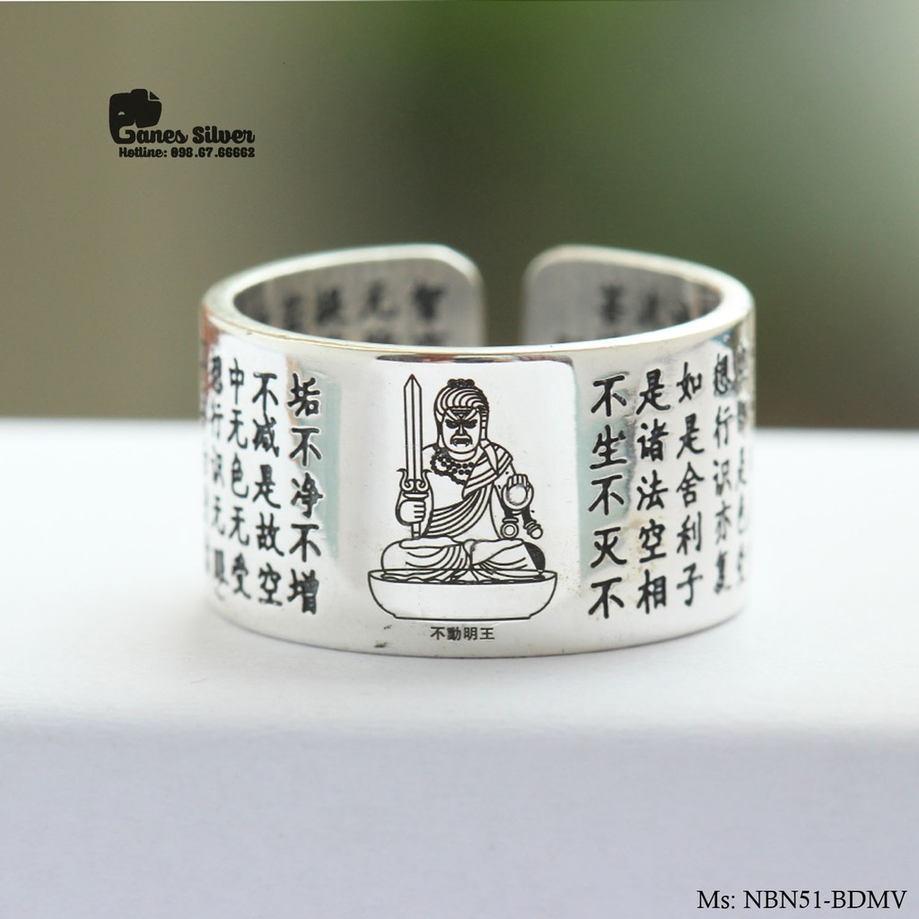 Nhẫn Nam Phật Bất Động Minh Vương Chất Liệu Bạc Thái - Thương Hiệu Ganes Silver