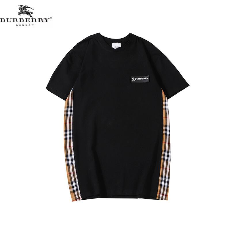 Áo thun vải cotton cao su tay ngắn họa tiết Burberry thời trang cho nam và nữ