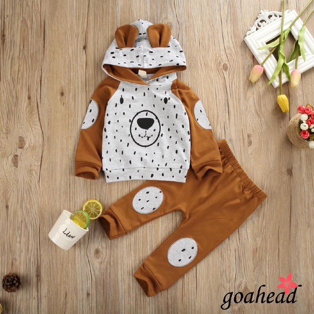 Set Áo Hoodie Và Quần Dài Chấm Bi Dễ Thương Cho Bé Gái