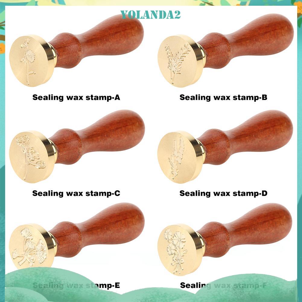 Con Dấu Đóng Sáp Tay Cầm Gỗ Họa Tiết Cây Cối Cổ Điển