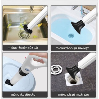 Súng Thông Bồn Cầu, Chậu Rửa Bát, Bồn Tắm  Khí Nén AGT Cực Mạnh 8kg - Thép Không Gỉ, Nhựa Abs