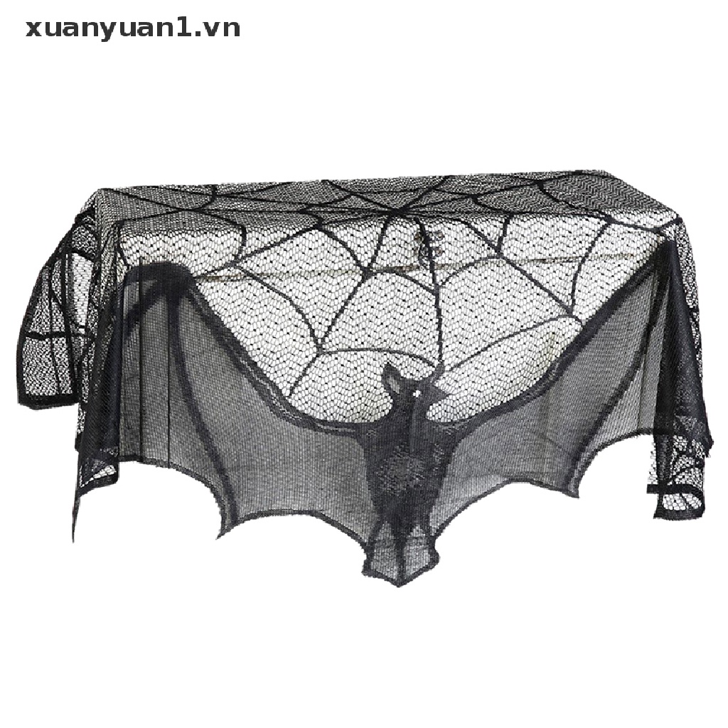 Khăn Trải Bàn Trang Trí Halloween Hình Mạng Nhện Đen