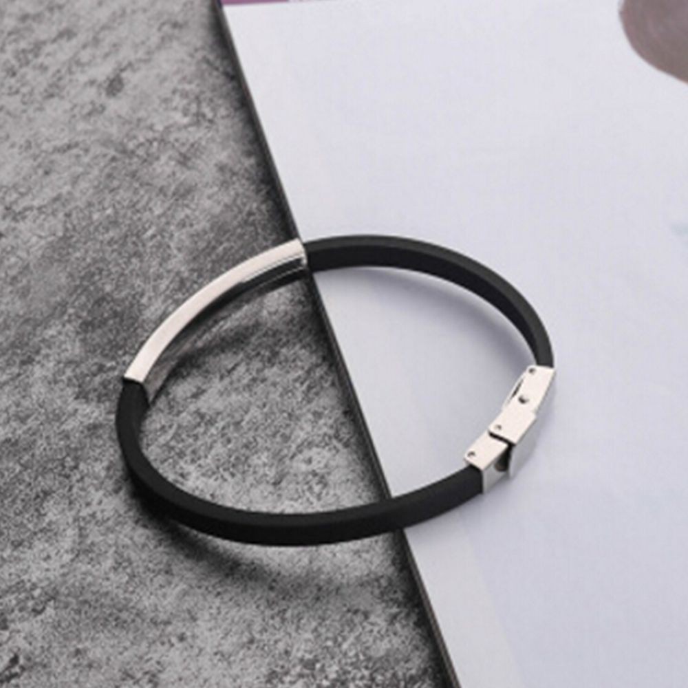 Vòng Tay Silicone Phối Kim Loại Phong Cách Thể Thao