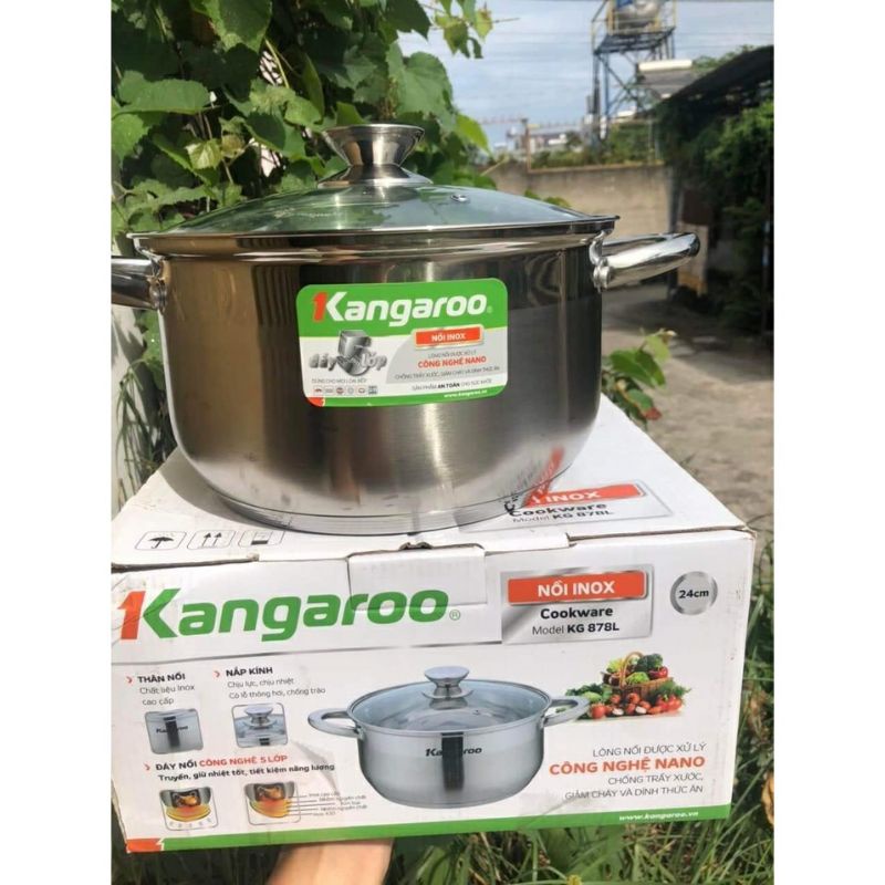 Nồi Inox 5 Đáy Kangaroo KG878L - 24cm - đun được mọi loại bếp