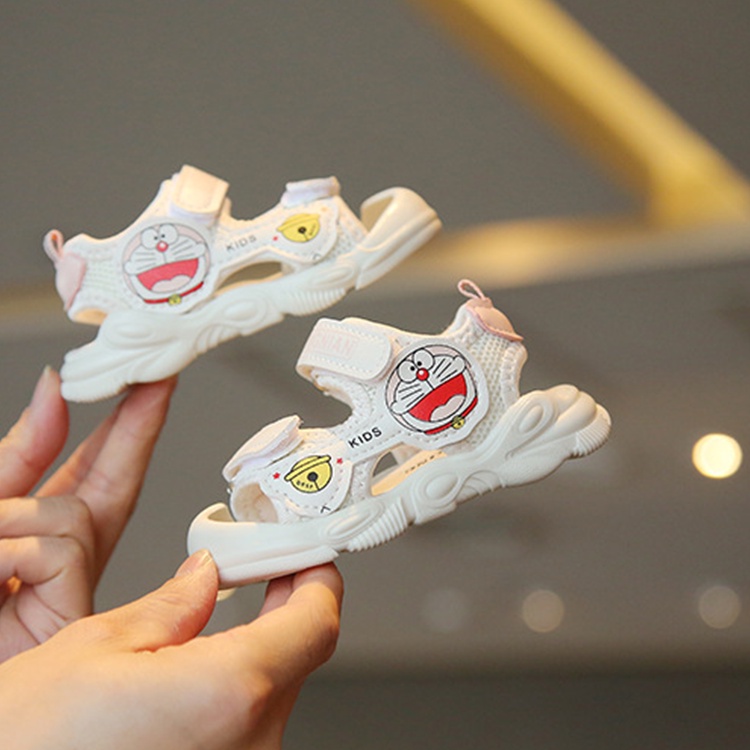 Giày sandal 2 khoá dán thời trang cho bé 1-3 tuổi, dép quai hậu DOREMON đi học, đi chơi nhẹ êm, thoáng chân cho bé