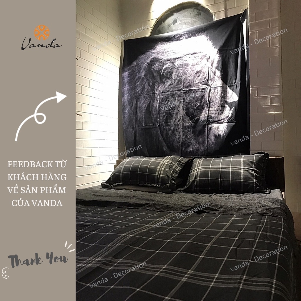 Bộ chăn ga gối drap giường chất cotton poly họa tiết kẻ đen