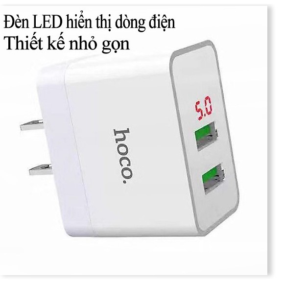 Cốc Sạc Nhanh Hoco DC28 2USB-5A Bảo Toàn Dòng Điện Tương Thích Tất Cả Các Dòng Điện Thoại  - SmartShop