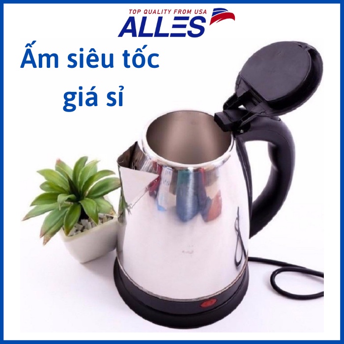 Ấm siêu tốc inox CHÍNH HÃNG cao cấp 1.8L, Bình đun nước siêu tốc mini không thủy tinh cách nhiệt an toàn tiện lợi A25