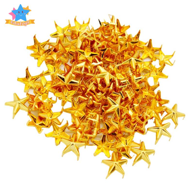 Set 100 Đinh Tán Kim Loại Hình Ngôi Sao Vàng Kim Tự Trang Trí Quần Áo / Túi Xách