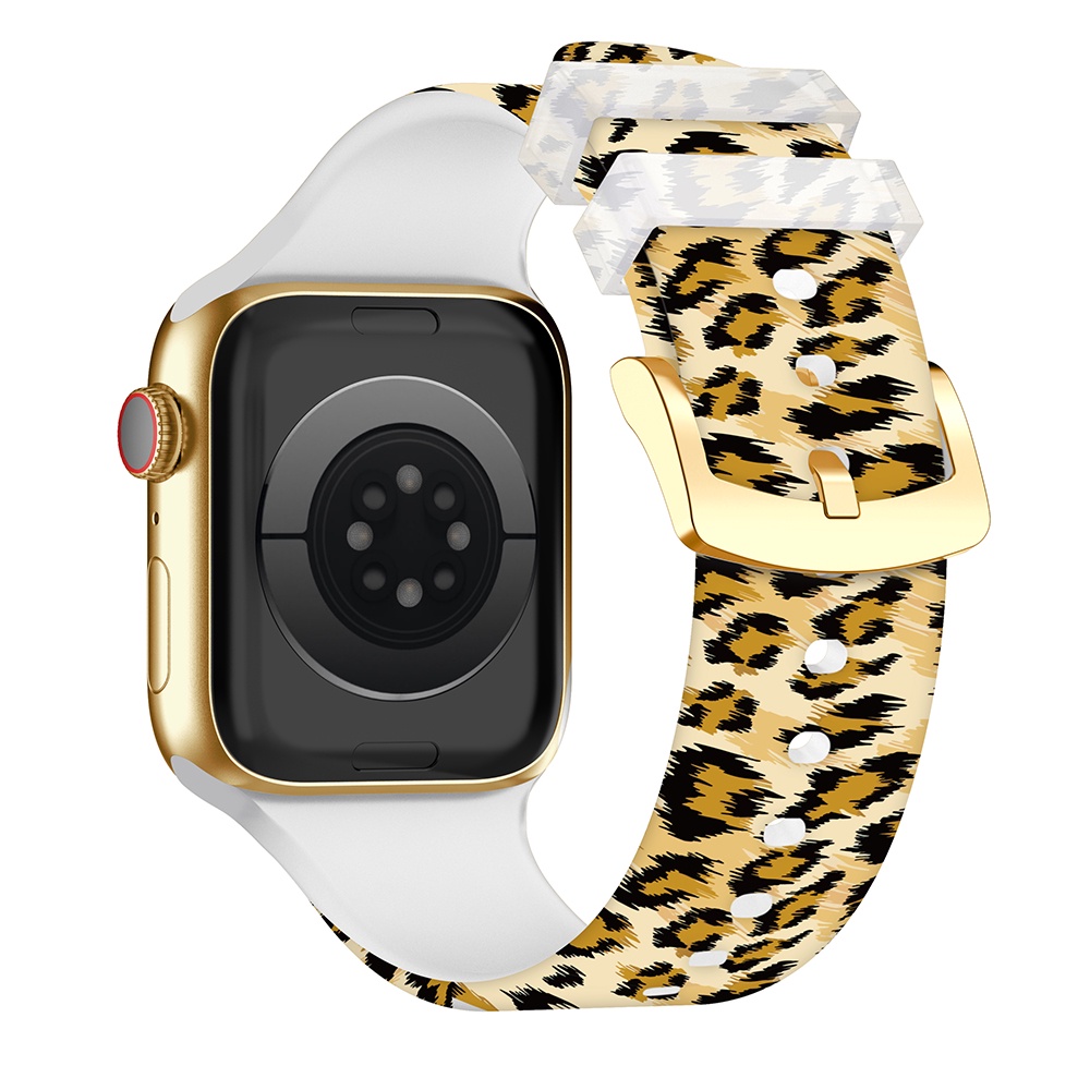 Dây Đeo Silicon Trong Suốt Họa Tiết Cẩm Thạch / Hồng Hạc Cho iWatch 38 40 41 42 44 45mm 8 7 6 SE 5 4 3 2 1