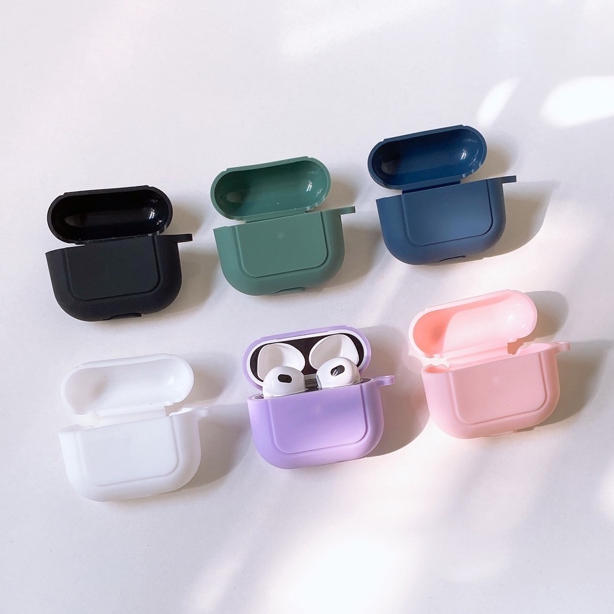 Ốp Bảo Vệ Tai Nghe Case Airpods 3 Basic Đơn Giản Nhiều Màu Chất Liệu Silicone Kèm Móc Treo Inox