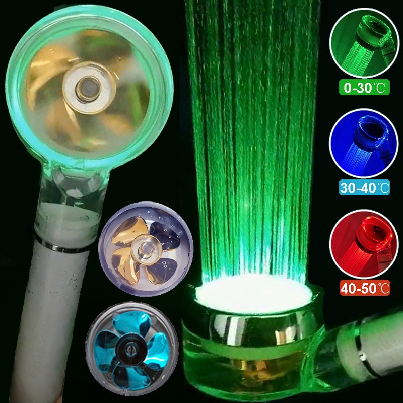 Đầu Vòi Hoa Sen Cầm Tay Cảm Biến Nhiệt Độ Có Đèn LED Thay Đổi Màu Sắc