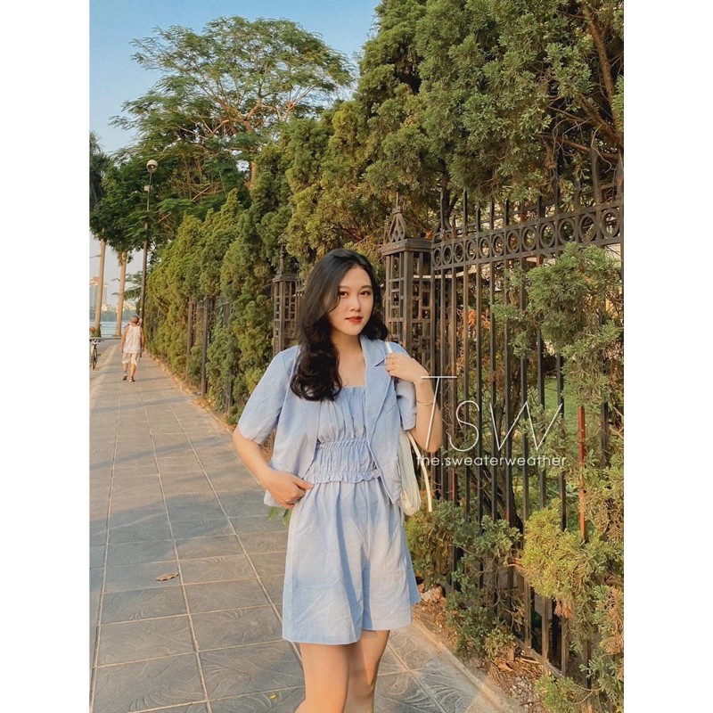 Set jumpsuit kèm vest lửng chất thô ( Ảnh thật ) | BigBuy360 - bigbuy360.vn