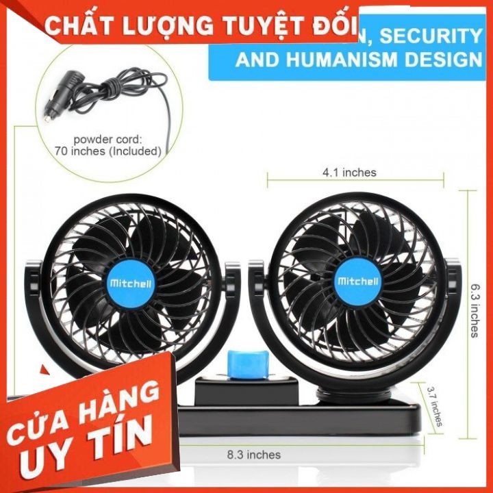 Quạt Đôi Ô Tô Mitchell 12v - Công suất 15w Cưc mạnh