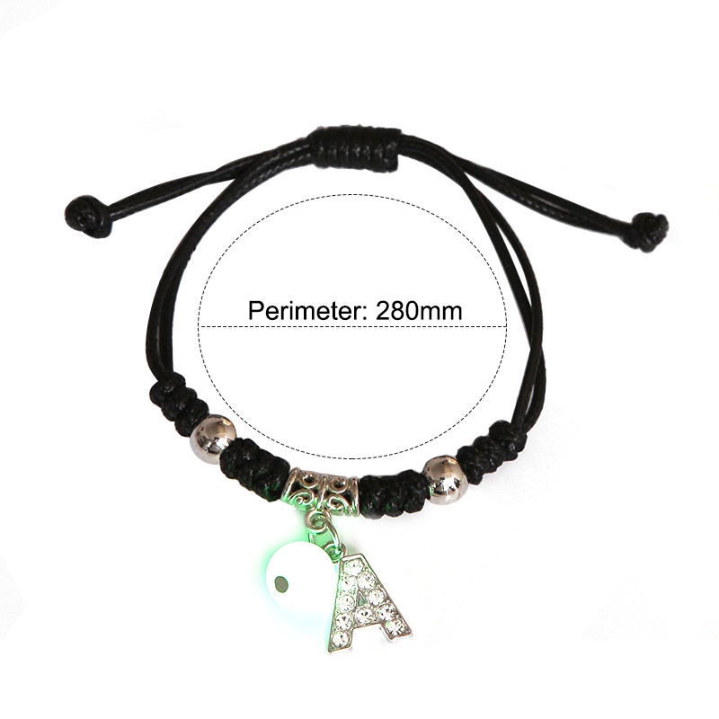 【kifli】Vòng Tay Dây Bện Mặt 26 Chữ Cái Tiếng Anh Phát Sáng Thời Trang Hàn Quốc